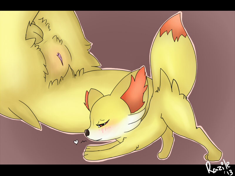 ass_up blush female feral fur genitals heart_symbol pussy raised_tail solo tail yellow_body yellow_fur razile nintendo pokemon canid canine fennekin generation_6_pokemon mammal pokemon_(species) 2013 4:3