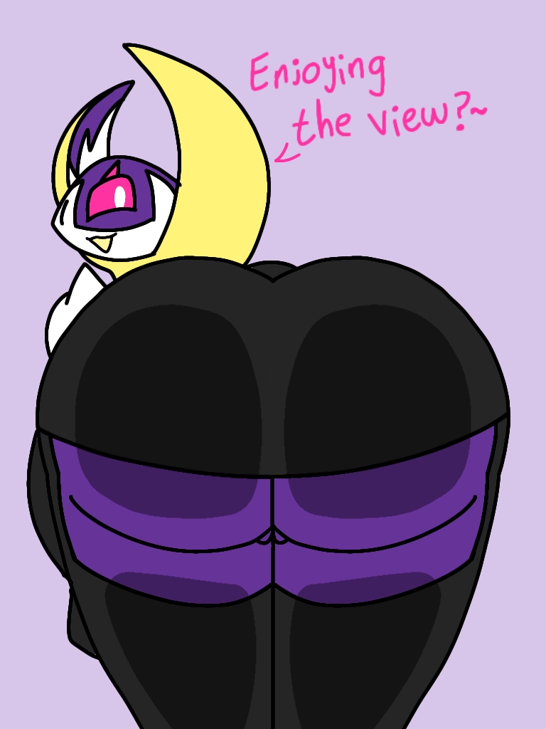 anthro anthrofied big_butt butt butt_focus clothed clothing female genitals looking_at_viewer looking_back presenting pussy rear_view simple_background smile solo text thick_thighs enderbendr nintendo pokemon luna_(endrslendr) bat generation_7_pokemon legendary_pokemon lunala mammal pokemon_(species) 3:4 digital_media_(artwork)