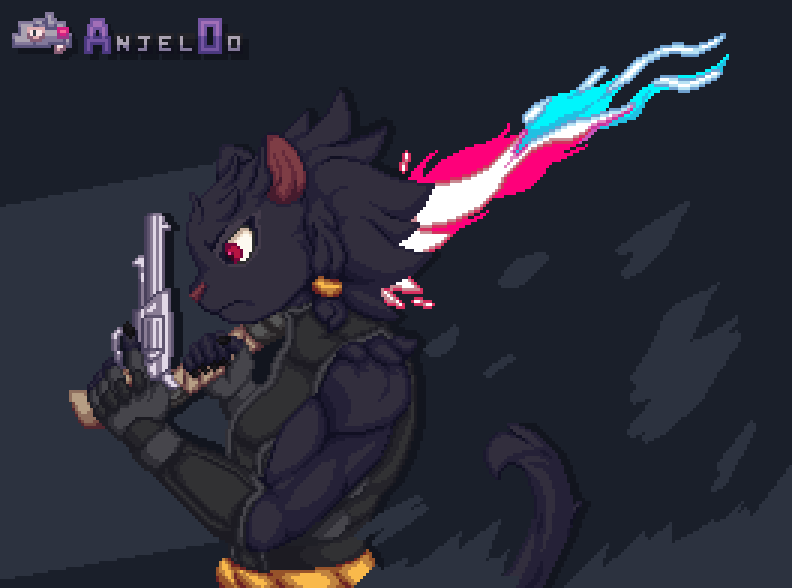 anthro black_body black_fur clothed clothing energy_sword female fur gun handgun laser_sword melee_weapon muscular muscular_female ranged_weapon revolver solo sword weapon anjel0o rivals_of_aether clairen_(rivals_of_aether) felid mammal pantherine