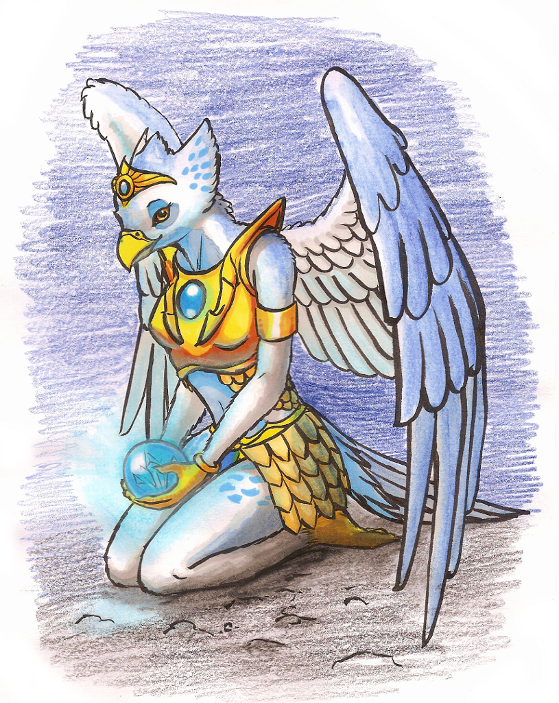 anthro armor beak biped bottomwear claws clothing crown crystal crystal_ball feathered_wings feathers female gem glowing headgear kneeling orb scalemail skirt solo tiara white_body white_feathers wings yellow_eyes amiralda legends_of_chima lego eris_(legends_of_chima) accipitrid accipitriform avian bird eagle mammal crayon_(artwork) marker_(artwork) mixed_media traditional_media_(artwork)