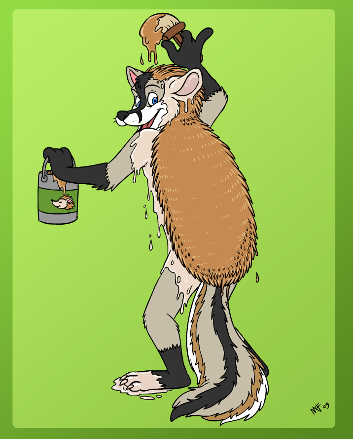 anthro male paint solo stripes tail transformation wet spookaboo canid canine eulipotyphlan fox hedgehog mammal 2009