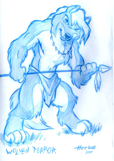 anthro biceps bottomwear clothed clothing digitigrade feet hair hindpaw holding_melee_weapon holding_object holding_polearm holding_spear holding_weapon jewelry loincloth looking_at_viewer male melee_weapon navel necklace paws pecs polearm simple_background solo spear standing tail topless tribal weapon white_background herbie_bearclaw canid canine canis mammal wolf 2000 blue_and_white colored_pencil_(artwork) full-length_portrait monochrome portrait signature traditional_media_(artwork)