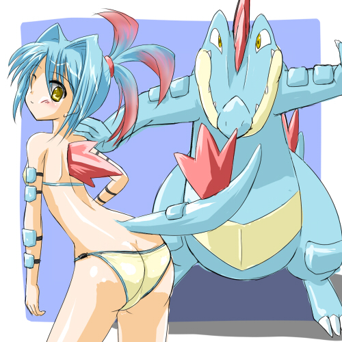 alternate_species bikini breasts clothing dress duo female feral hair humanoidized long_hair midriff pokemorph swimwear two-piece_swimsuit ranphafranboise nintendo pokemon animal_humanoid crocodilian feraligatr generation_2_pokemon humanoid pokemon_(species) pokemon_humanoid reptile scalie 1:1 low_res