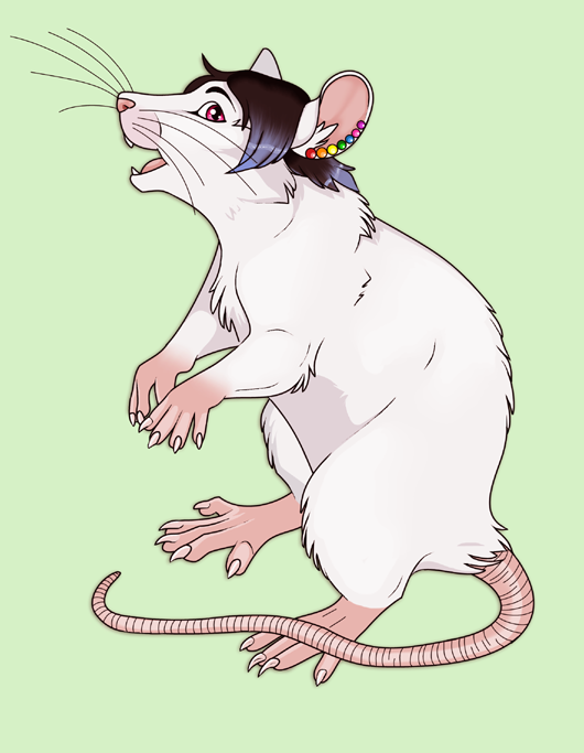 ear_piercing feral male on_hind_legs piercing rainbow_ear_ring solo tail ziggy_(artist) mammal mouse murid murine rat rodent 2010 digital_media_(artwork) full-length_portrait portrait