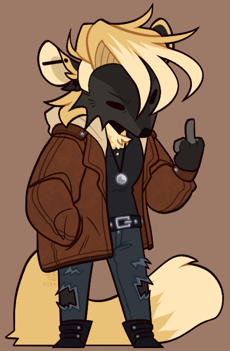 annoyed anthro belt boots bottomwear brown_leather chibi clothed clothing denim denim_bottomwear denim_clothing ear_piercing footwear gesture gloves_(marking) hand_gesture jacket jeans jewelry leather leather_boots leather_clothing leather_footwear leather_jacket leather_topwear male markings middle_finger mullet narrowed_eyes necklace pants piercing shirt shoes simple_background solo squint studded_belt studs topwear torn_bottomwear torn_clothing torn_jeans torn_pants torn_tank_top torn_topwear ribr0t rhett_(ribr0t) gulonine mammal marten mustelid musteline pine_marten true_musteline weasel digital_media_(artwork)