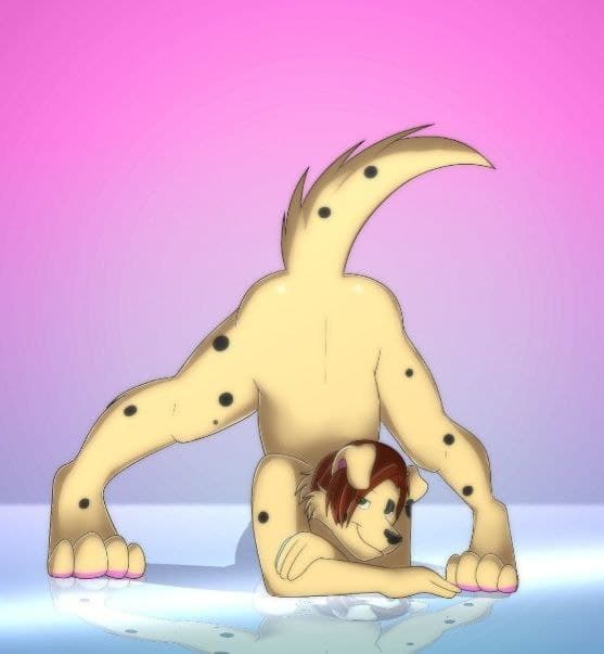 anthro ass_up brown_hair hair male raised_tail solo suggestive_pose tail marrieart dusty canid canine canis dalmatian domestic_dog mammal