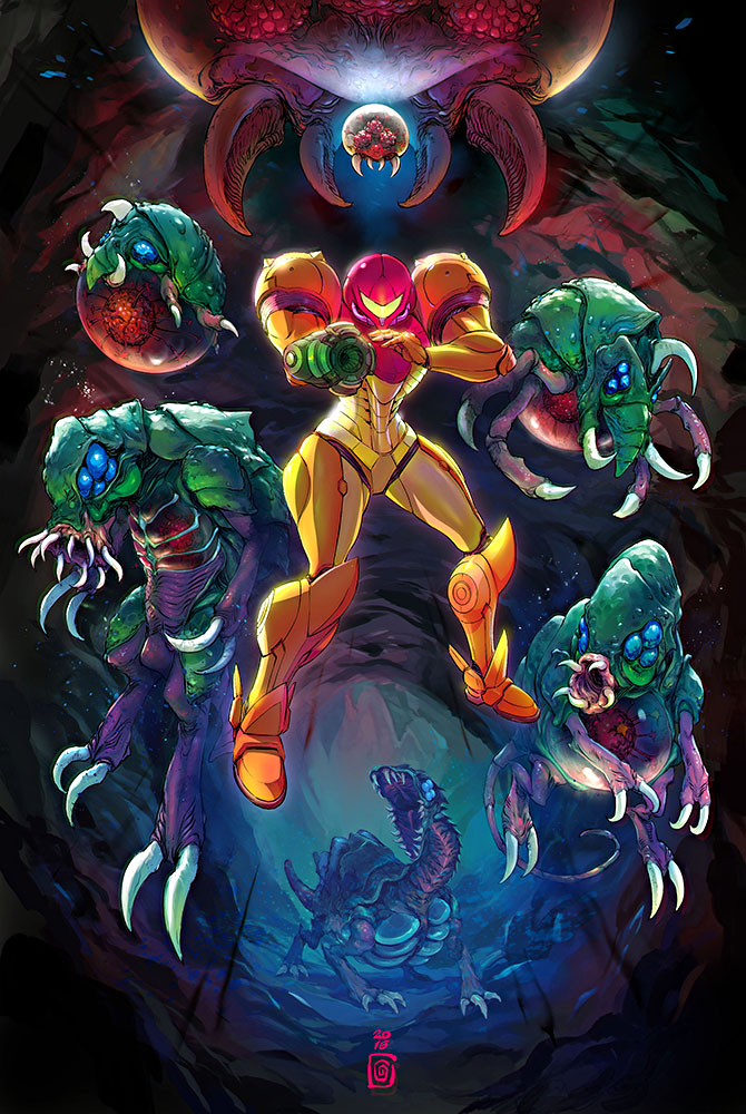 ambiguous_gender armor claws fangs female group headgear helmet machine power_armor teeth thick_thighs thin_calves varia_suit weapon smolb metroid nintendo samus_aran alien alpha_metroid gamma_metroid human mammal metroid_(species) metroid_queen monster omega_metroid zeta_metroid 2016