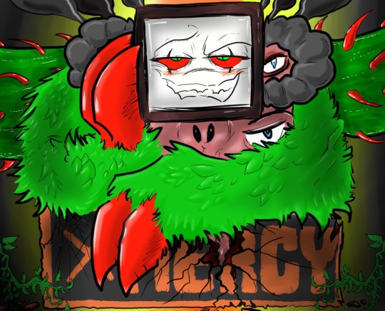 bedroom_eyes big_claws claws destruction half-closed_eyes looking_at_viewer male narrowed_eyes not_furry plant pose red_claws red_sclera seductive smile solo changelingcaptaindrelshik undertale undertale_(series) flowey_the_flower photoshop_flowey elemental_creature flora_fauna 2015