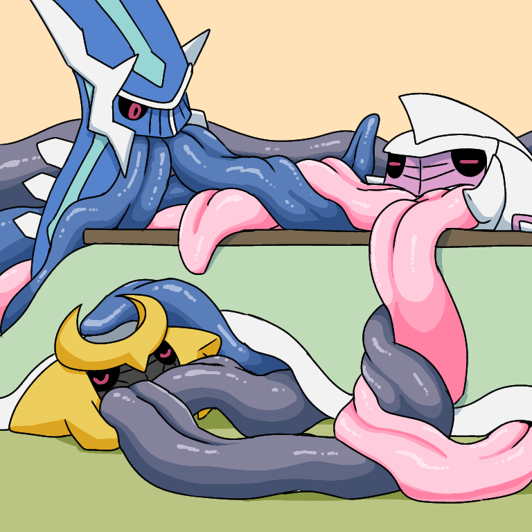 feral group hyper hyper_tongue licking_tongue long_tongue multi_tongue tongue trio sevi_blaze nintendo pokemon altered_forme_giratina dialga generation_4_pokemon giratina legendary_pokemon palkia pokemon_(species) 1:1