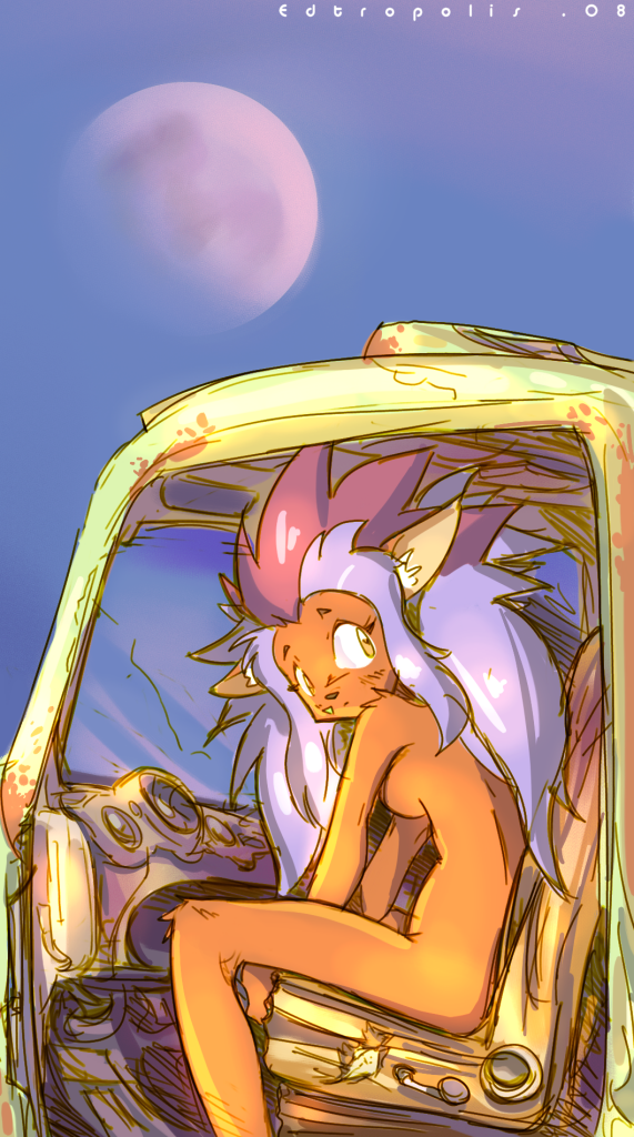 anthro arm_tuft breasts car female fur hair head_turned in_vehicle inner_ear_fluff knee_tuft leg_tuft looking_back moon nude outside shoulder_tuft side_boob side_view sitting solo tuft vehicle wide_eyed edtropolis tenchi_muyo ryo-ohki cabbit_(tenchi_muyo) mammal 2008 digital_media_(artwork) signature