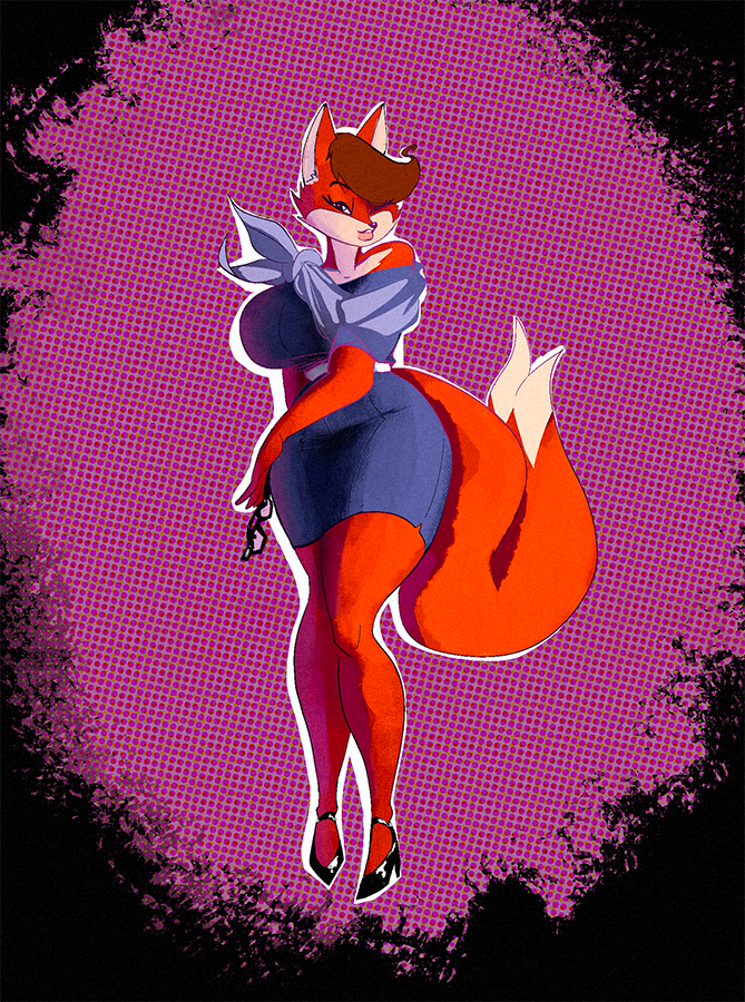 anthro big_breasts breasts brown_hair business_attire curvy_figure female fur hair hourglass_figure orange_body orange_fur solo thick_thighs wide_hips bigoldoinks foxie_group_pty_ltd foxie_(foxie_group_pty_ltd) canid canine fox mammal