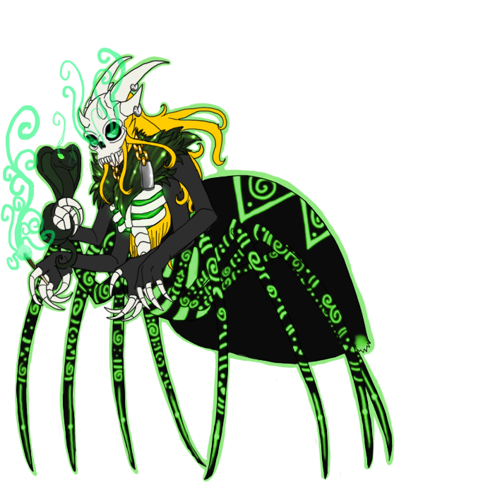 ambiguous_gender black_body blonde_hair bone death duo facial_hair feral ginger green_eyes green_markings hair markings sideburns simple_background skull smoke transparent_background vonderdevil arachnid arachnid_taur arthropod arthropod_taur reptile scalie snake spider spider_taur taur 1:1 alpha_channel