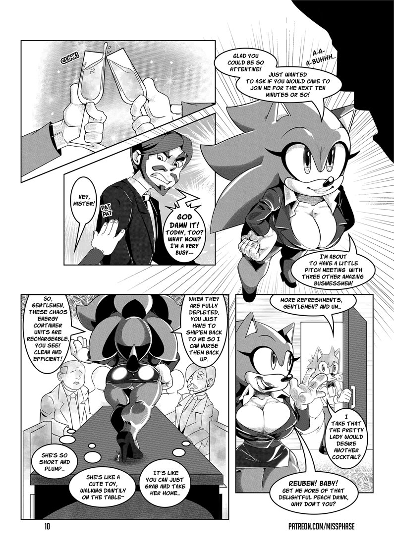 anthro big_breasts bottomwear breasts cleavage clothed clothing crossgender dialogue female larger_human male mtf_crossgender panties size_difference skirt text underwear missphase sega sonic_the_hedgehog_(series) sonic_the_hedgehog eulipotyphlan hedgehog human mammal comic english_text monochrome url