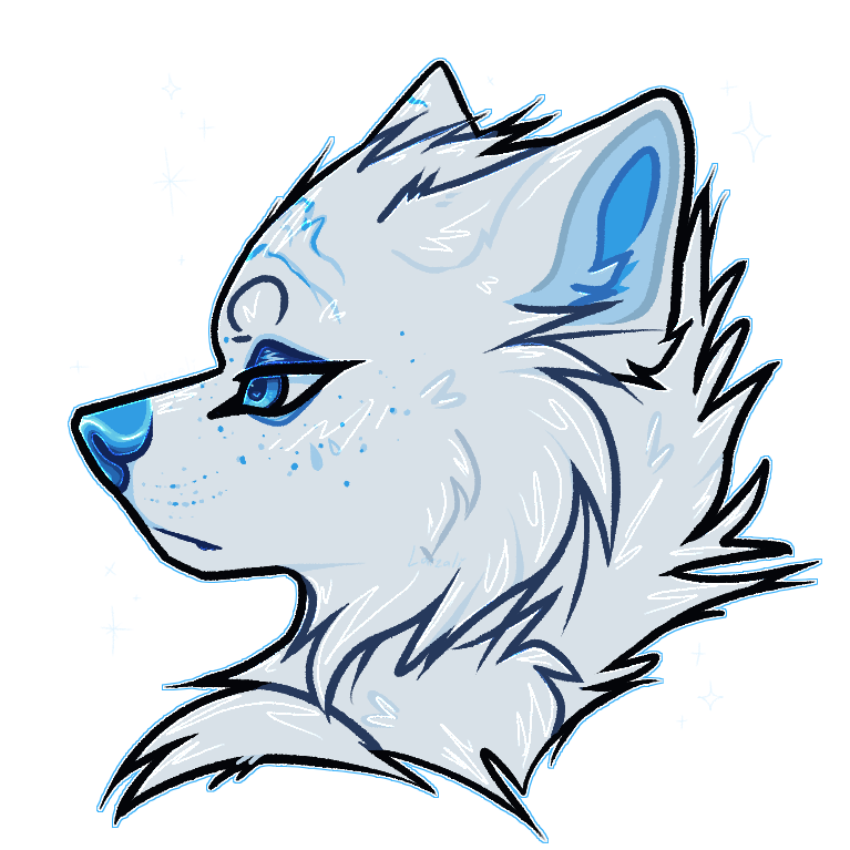 blue_eyes blue_nose facial_markings female feral freckles fur head_markings markings solo sparkles tear_(marking) white_body white_fur larzali arctic_wolf canid canine canis mammal wolf 1:1 alpha_channel bust_portrait portrait