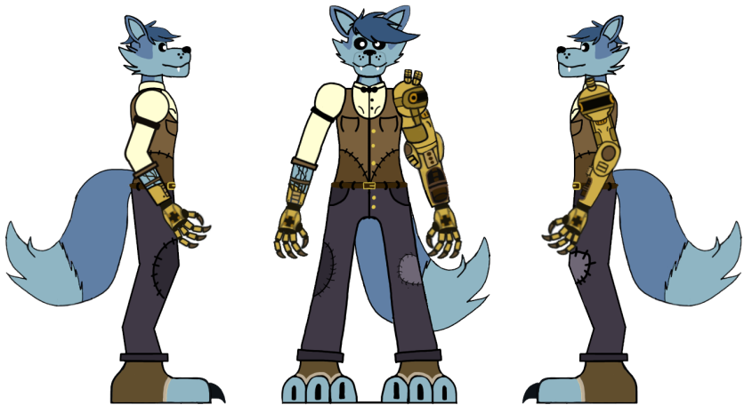 alternative_fashion anthro blue_body blue_bottomwear blue_clothing blue_fur blue_pants bottomwear brown_clothing brown_topwear brown_vest clothing fur male pants shirt solo steampunk topwear vest white_clothing white_shirt white_topwear stephenson's_wolf canid canine canis mammal wolf alpha_channel model_sheet