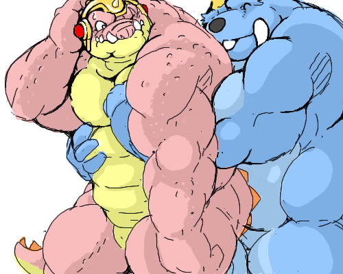 anthro barazoku blue_body duo eyes_closed hug hugging_another hugging_from_behind kemono male male/male muscular muscular_male pink_body unknown_artist dragon_quest dragon_quest:_the_adventure_of_dai square_enix borahorn crocodine crocodile crocodilian mammal marine pinniped reptile scalie walrus 2009 5:4 low_res