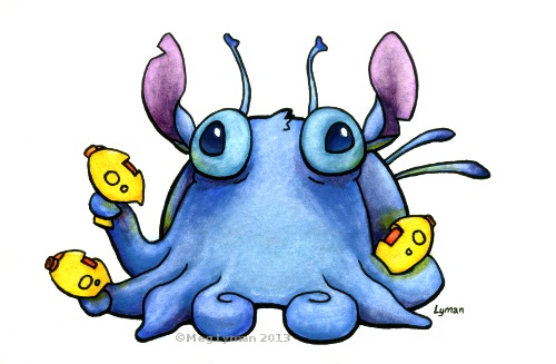 alternate_species antennae_(anatomy) back_spines blue_body blue_eyes dipstick_antennae head_tuft multi_wielding multicolored_antennae notched_ear plasma_blaster_(lilo_and_stitch) plasma_gun solo tuft meglyman disney lilo_and_stitch stitch_(lilo_and_stitch) alien cephalopod experiment_(lilo_and_stitch) hybrid marine mollusk 2013 gouache_(artwork) low_res painting_(artwork) signature traditional_media_(artwork) traditional_painting_(artwork) watermark