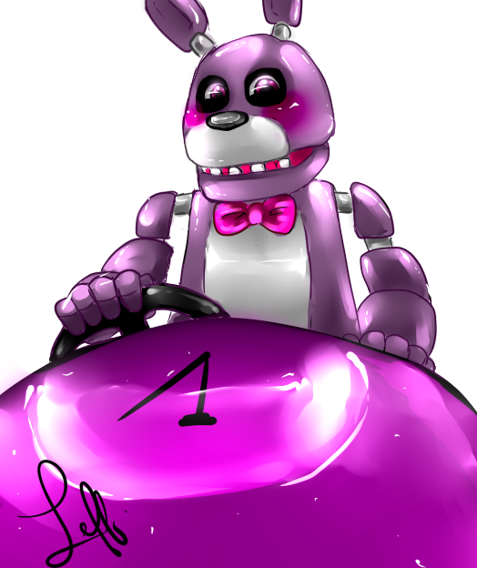 anthro bow_(feature) bow_tie bumper_cars heart_symbol machine male simple_background solo eoki-san_(artist) five_nights_at_freddy's scottgames bonnie_(fnaf) animatronic lagomorph leporid mammal rabbit robot