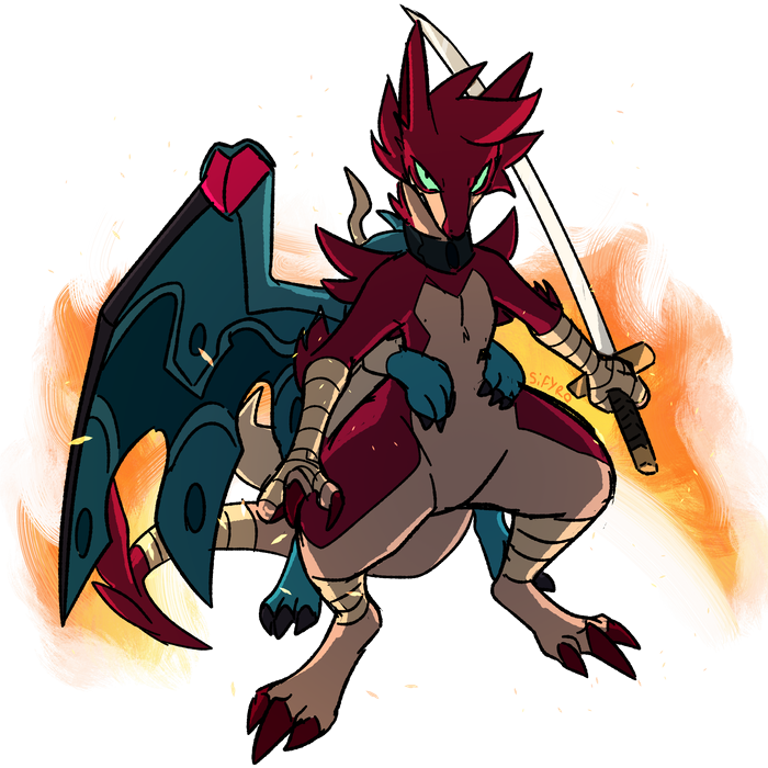 angry anthro claws duo featureless_crotch fire katana male melee_weapon sword tail weapon wings blitzdrachin conditional_dnp mythology sifyro zephyr_(blitzdrachin) dragon mythological_creature mythological_scalie praimortis scalie 1:1 alpha_channel