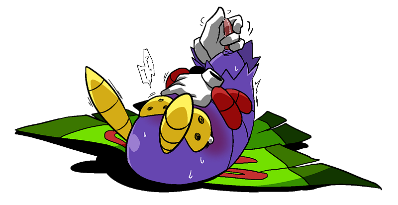 blush bodily_fluids covering covering_mouth disembodied_hand duo erection feral genitals handjob insect_wings lying male penile penis sex sweat tears text wings kageyama nintendo pokemon arthropod dustox generation_3_pokemon insect lepidopteran pokemon_(species) japanese_text