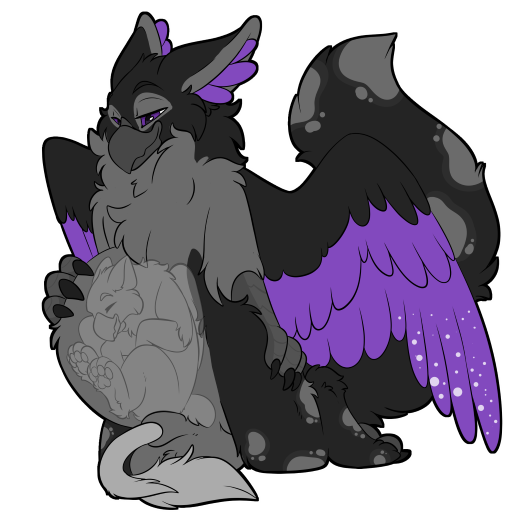 3_toes animal_genitalia beak black_body duo feathered_wings feathers feet genitals purple_eyes sheath sheath_vore soft_vore telegram_sticker toes vore wings symrea mythology rigel_(draskmacaw) avian gryphon mythological_avian mythological_creature 1:1 alpha_channel