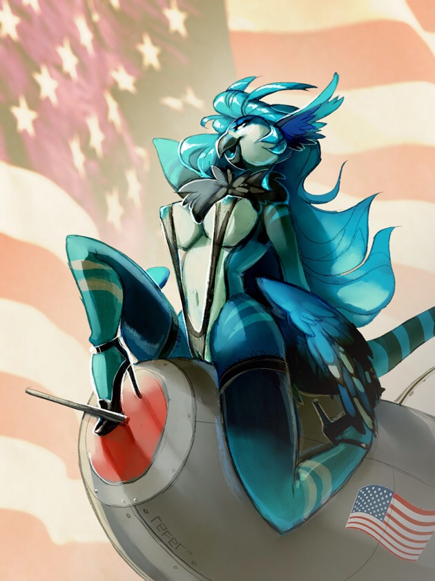 aircraft airplane american_flag ankle_strap_heels anthro areola beak bikini biped black_beak black_clothing black_footwear black_high_heels blue_areola blue_body blue_feathers blue_nipples bomber breasts butt_wings chest_tuft clothed clothing countershade_face countershade_torso countershading feathered_wings feathers female flag footwear genitals high_heels ineffective_clothing legwear lingerie navel nipples non-mammal_breasts one-piece_swimsuit patriotism politics pose pussy shoes skimpy sling_bikini solo stockings string_bikini swimwear tail translucent translucent_bikini translucent_clothing translucent_swimwear tuft two-piece_swimsuit united_states_of_america unusual_wing_placement vehicle white_body white_countershading wings refer mythology alivia avian bloophyn gryphon mythological_avian mythological_creature 3:4 digital_media_(artwork) pinup