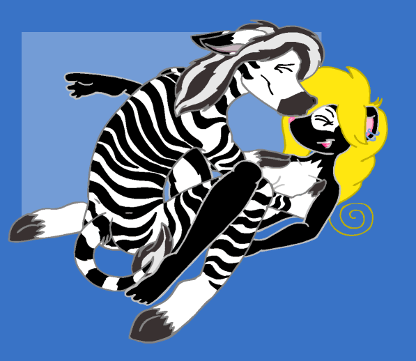 blonde_hair duo female hair male male/female obscured_sex tabbiewolf jeremy_(tabbiewolf) thoe_(tabbiewolf) equid equine mammal mephitid skunk zebra