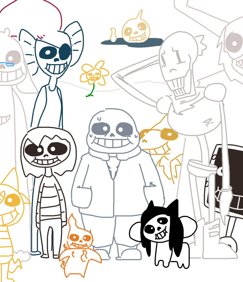 anthro armless beard blonde_hair bone facial_hair fur group hair horn plant simple_background skeleton white_body white_fur the_weaver undertale undertale_(series) alphys asgore_dreemurr flowey_the_flower frisk_(undertale) heats_flamesman mettaton monster_kid onionsan papyrus_(undertale) sans_(undertale) temmie_(undertale) toriel undyne animated_skeleton boss_monster_(undertale) bovid canid canine canis caprine domestic_dog elemental_creature fish flora_fauna human mammal marine tem undead 2015 digital_media_(artwork)