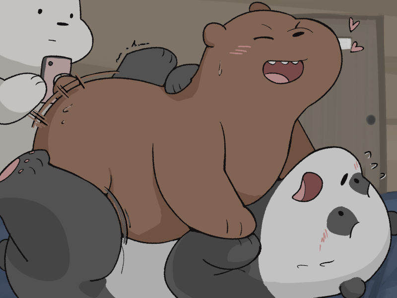 anthro blush bodily_fluids brown_body brown_fur cellphone electronics fur group heart_symbol male male/male phone sex sweat teeth yatosuke cartoon_network we_bare_bears grizzly_(we_bare_bears) ice_bear_(we_bare_bears) panda_(we_bare_bears) bear brown_bear giant_panda grizzly_bear mammal polar_bear ursine 4:3 pseudo_incest_(lore)