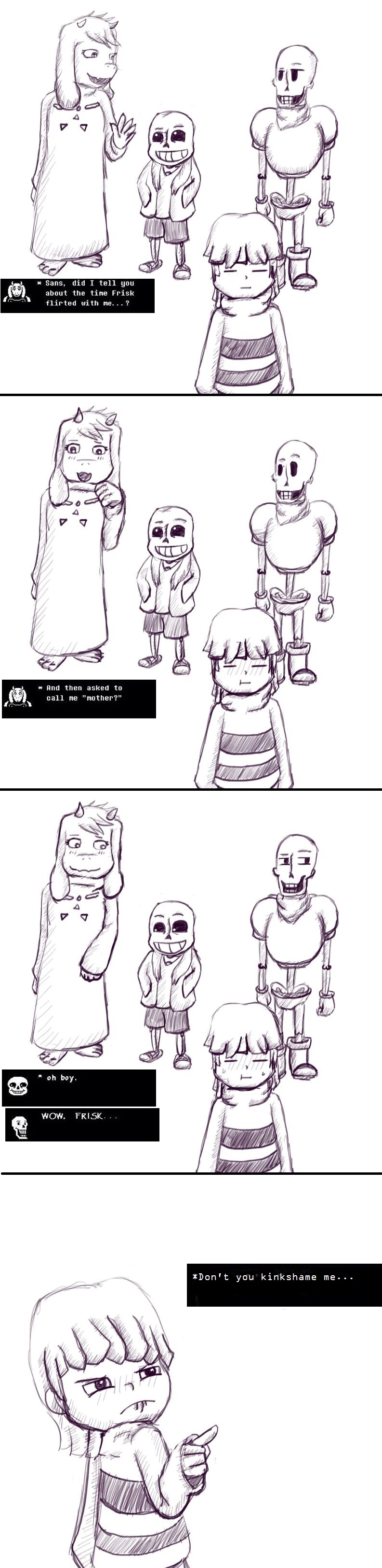 anthro awkward blush bone grin group shocked skeleton smile surprise text animextremex undertale undertale_(series) frisk_(undertale) papyrus_(undertale) sans_(undertale) toriel animated_skeleton boss_monster_(undertale) bovid caprine human mammal undead absurd_res english_text hi_res long_image tall_image brother_(lore) brothers_(lore) sibling_(lore)