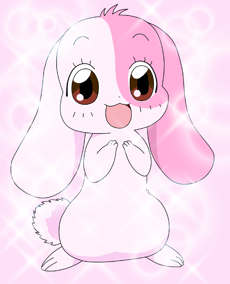 3_fingers 3_toes anthro brown_eyes eyelashes feet female fingers fur japanese long_ears looking_at_viewer pink_body pink_fur short_fur smile solo toes nekota_mimi happy_happy_clover pixiv sayuri_tatsuyama mallow_(happy_happy_clover) domestic_rabbit lagomorph leporid lop_rabbit mammal oryctolagus rabbit