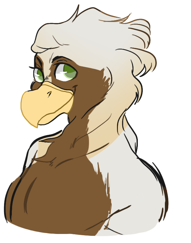 beak brown_body brown_fur fur green_eyes male solo white_body white_fur galaxyboy mythology turz avian gryphon mythological_avian mythological_creature bust_portrait portrait