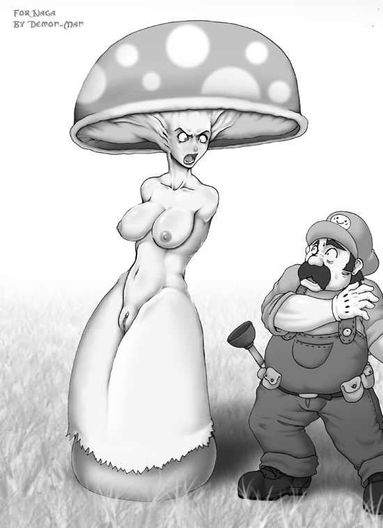 angry armless breasts clothing duo female fungus genitals grass hat headgear headwear male navel nipples not_furry nude open_mouth plant pussy size_difference demon-man mario_bros nintendo mario elemental_creature fungi_fauna human humanoid mammal 2007