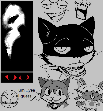 anthro black_body black_fur black_nose collar disembodied_face emoji fur kerchief male mask whiskers white_body white_fur rhonbon asian_mythology atlus capcom east_asian_mythology japanese_mythology level-5 megami_tensei megami_tensei_persona monster_hunter mythology persona_(series) persona_5 sega yo-kai_watch jibanyan morgana_(persona) navirou domestic_cat felid feline felis felyne lynian mammal tuxedo_cat yokai low_res