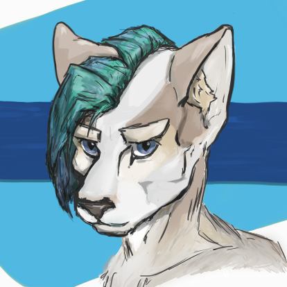 ambiguous_gender anthro blue_eyes fur grey_body grey_fur hair highlights_(coloring) long_hair slim solo ifrinox canid canine canis domestic_dog mammal 1:1 low_res