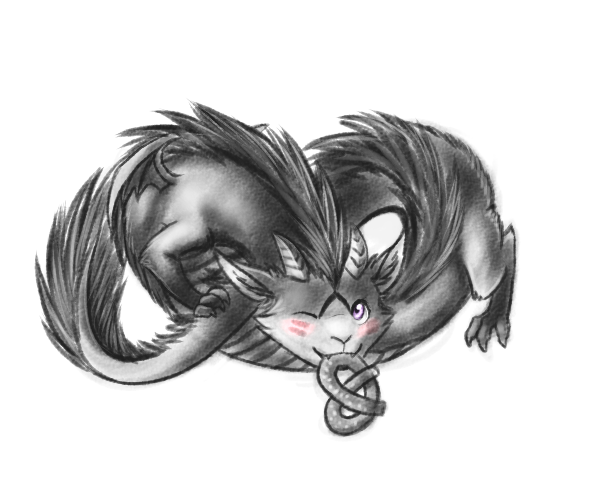 ambiguous_gender blush feral food horn looking_at_viewer membrane_(anatomy) membranous_wings pretzel_(food) purple_eyes simple_background smile solo tail wings conditional_dnp ratte legacy_(ratte) mythology akyri dragon hybrid mythological_creature mythological_scalie onene scalie 6:5 digital_media_(artwork) sketch