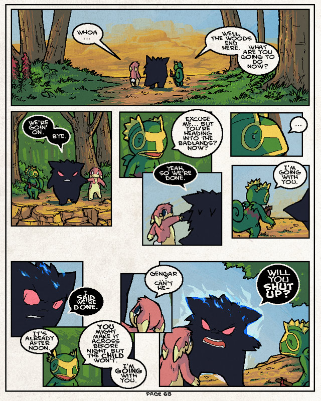 angry anthro dialogue female forest fur grass male outside pink_body pink_fur plant speech_bubble staff text tree sulfurbunny_(artist) nintendo pokemon pokemon_victory_fire jen_(vf) audino generation_1_pokemon generation_3_pokemon generation_5_pokemon gengar kecleon pokemon_(species) 4:5 comic digital_media_(artwork) english_text microsoft_paint_(artwork)