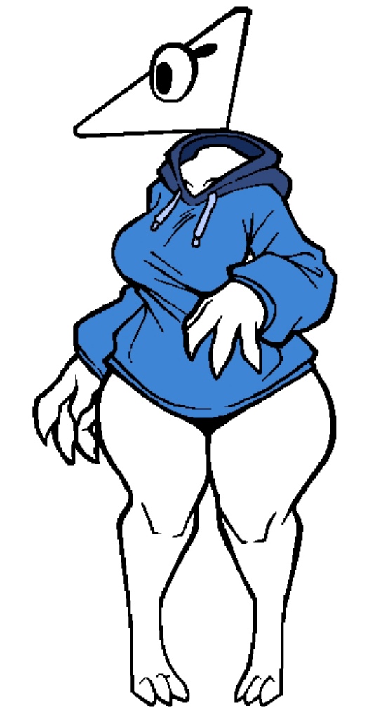 anthro bottomless claws clothed clothing digitigrade female for_a_head hoodie solo thick_thighs topwear wide_hips gronkusdoesagig lilly_(gronkusdoesagig) humanoid object_head shape_head shapeling