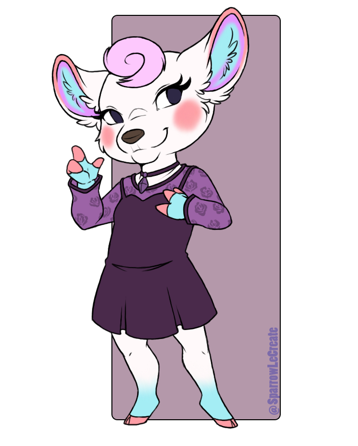 anthro blush blush_stickers clothing dress female fingers hooved_fingers hooves solo ittybittymomo animal_crossing nintendo diana_(animal_crossing) deer mammal