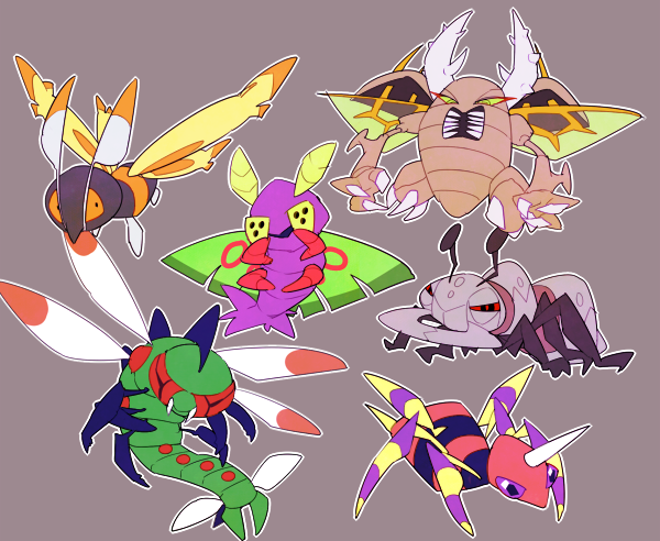 ambiguous_gender feral grey_background group simple_background nintendo pokemon arachnid ariados arthropod durant dustox generation_2_pokemon generation_3_pokemon generation_4_pokemon generation_5_pokemon generation_6_pokemon hymenopteran insect lepidopteran mega_evolution mega_pinsir mothim pokemon_(species) yanmega