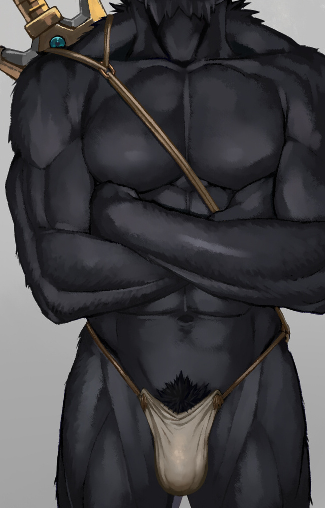 abs anthro biped black_pubes bulge clothed clothing crossed_arms detailed_bulge front_view genital_outline male melee_weapon navel pecs penis_outline pubes sheathed_weapon simple_background skimpy solo standing straps sword sword_on_back tan_clothing tan_underwear torso_shot underwear weapon inubikko dragon_quest square_enix rikantas felid mammal pantherine 2022 digital_media_(artwork) digital_painting_(artwork) painting_(artwork) portrait three-quarter_portrait