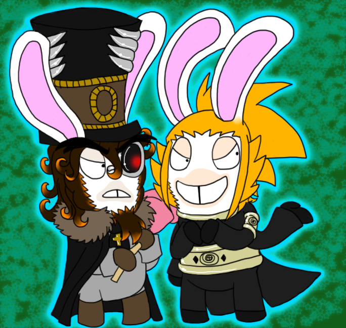 clothing death doctor duo eyewear french german hair hat headgear headwear magic_user male monocle necromancer orange_hair top_hat vonderdevil raving_rabbids rayman_(series) ubisoft fanmade lagomorph mammal rabbid