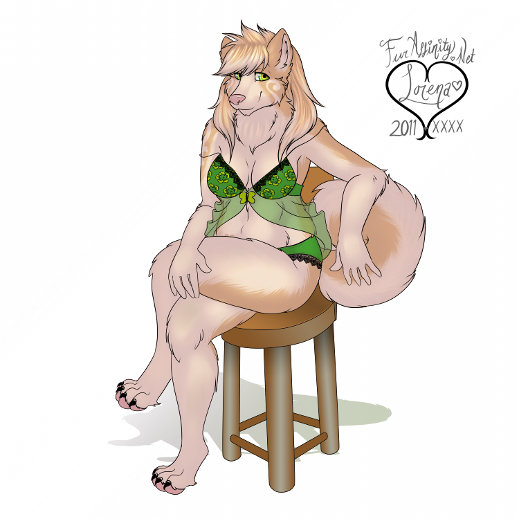 anthro babydoll biped clothed clothing female fluffy fluffy_tail green_eyes heart_symbol nightgown panties simple_background sitting skimpy solo tail underwear white_background lorena_(artist) rika_(rika) canid canine canis domestic_dog mammal pomeranian spitz 1:1