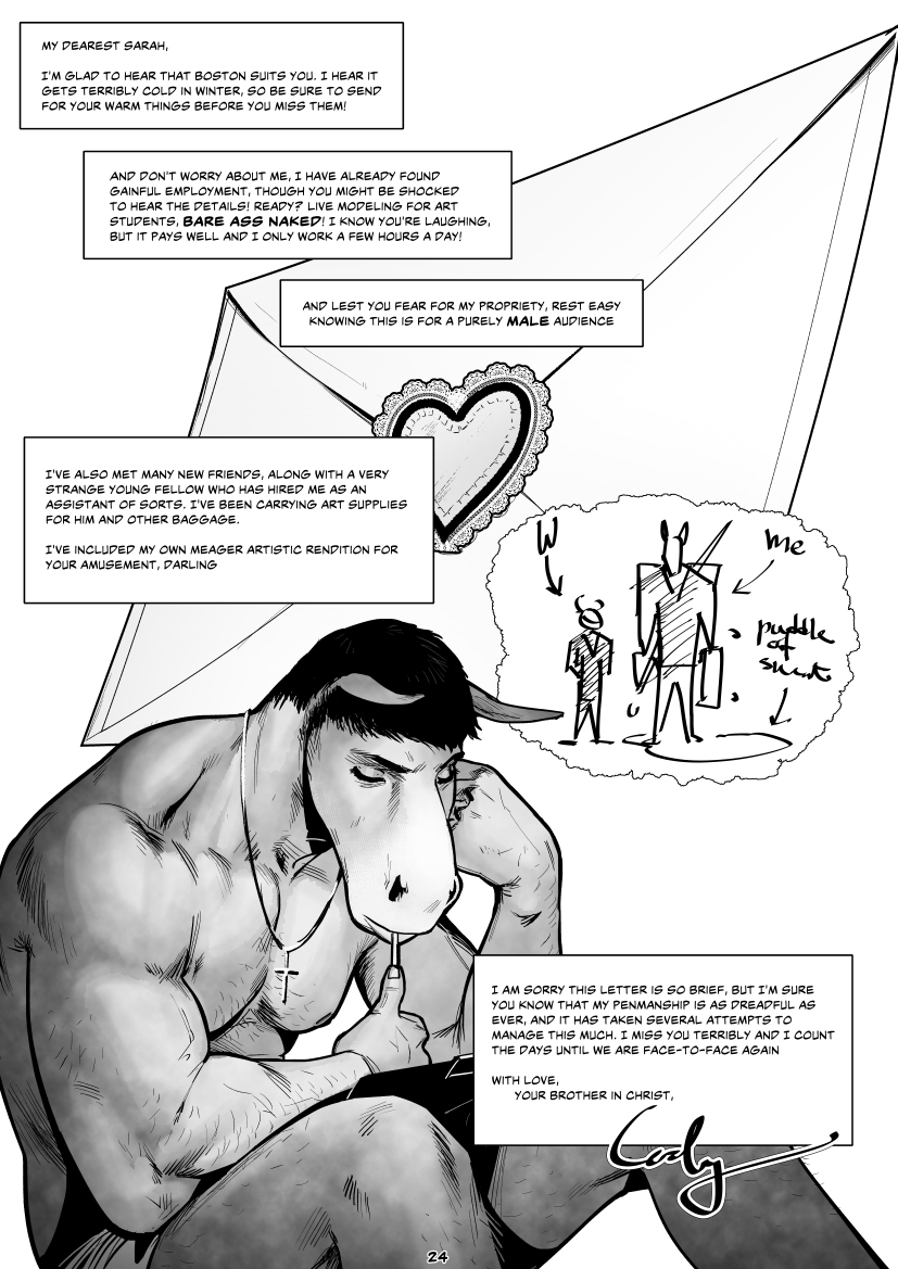 anthro christian_symbol christianity clipboard clipboard_on_lap clothing cross directional_arrow drawing envelope frilly frilly_heart hand_on_head heart_envelope heart_symbol information_label jewelry letter male message message_box mostly_nude mouth_hold muscular muscular_anthro muscular_male necklace object_in_mouth object_on_lap pen profanity religion solo text text_box underwear writing_utensil falcon_mccooper cody_(falcon_mccooper) equid equine horse mammal black_and_white comic english_text monochrome signature