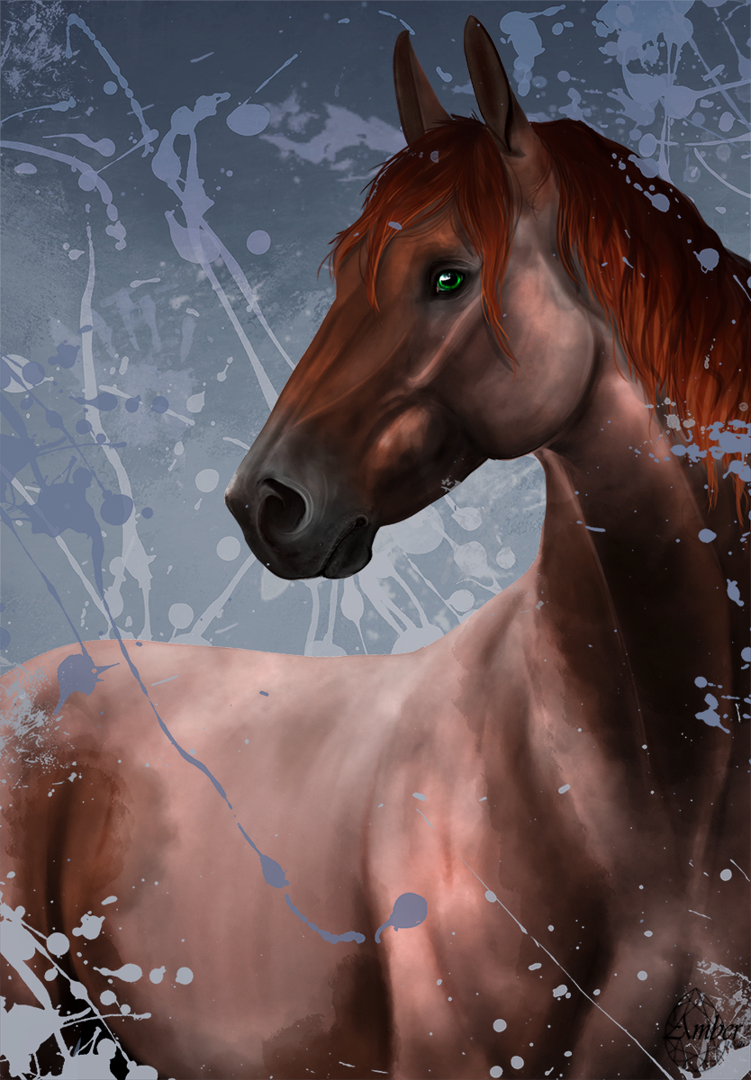 ambiguous_gender brown_body brown_hair brown_mane feral green_eyes hair looking_at_viewer mane solo amber18db trent_(wasen) equid equine horse mammal digital_media_(artwork) hi_res