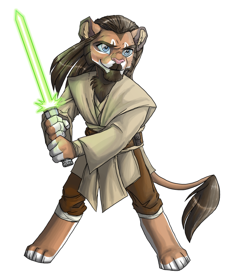 alternate_species anthro beard biped chibi clothing facial_hair fighting_pose furrification green_lightsaber holding_melee_weapon holding_object holding_sword holding_weapon lightsaber male mane melee_weapon pose robe simple_background smile smirk solo standing sword tail tail_tuft transparent_background tuft weapon cockiestspaniel star_wars qui-gon_jinn felid lion mammal pantherine 2011 5:6 alpha_channel