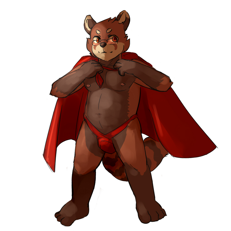 anthro barefoot biped clothed clothing eyewear feet glasses male nipples solo topless ainro ailurid mammal red_panda 1:1