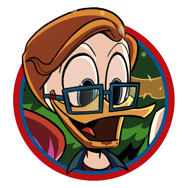 anthro beard blue_eyes brown_hair eyewear facial_hair glasses hair male solo amorousartist disney ducktales ducktales_(2017) ammy_duckfield anatid anseriform avian bird duck 1:1 alpha_channel icon