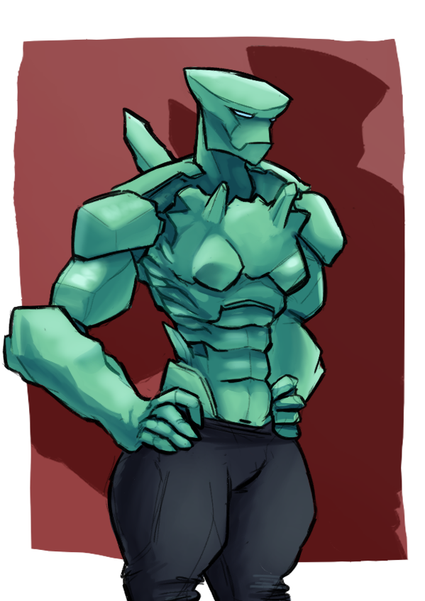 abs big_forearms blue_eyes breasts clothed clothing crystal_body crystal_fauna featureless_breasts female forearms green_body muscular muscular_female silhouette small_breasts solo spikes spikes_(anatomy) thick_thighs topless md34 ben_10 cartoon_network alien alien_humanoid elemental_creature elemental_humanoid humanoid mineral_fauna mineral_humanoid petrosapien