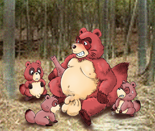 anthro balls belly big_balls eyes_closed genitals group male moobs navel nipples overweight overweight_male penis sitting young young_anthro kondo_musashi musabo3neo canid canine mammal raccoon_dog tanuki 2006 archived_source